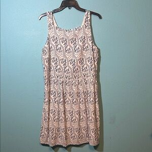 LOFT Navy and White Floral Mini Dress with adorable back cut out